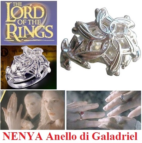 Anello di galadriel - nenya - l'anello d'acqua o anello di diamante - riproduzione ufficiale new line cinema del film il signore degli anelli.